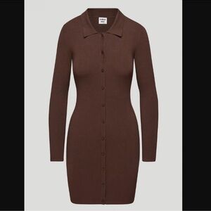 NWT Artizia Sunday Best Brown Long Sleeve Polo Dress